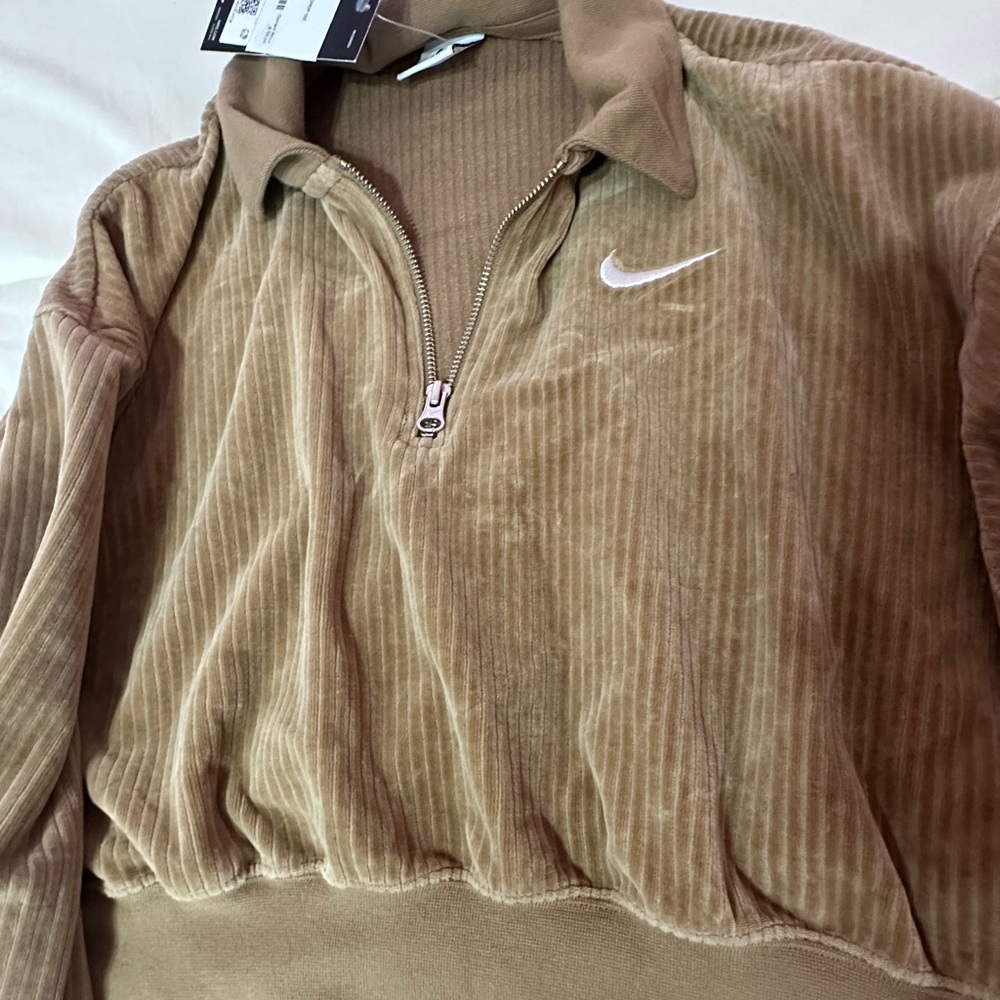 Nike Corduroy Rib Quarter Zip Crop Pullover 🤎🐻🫶🏼
